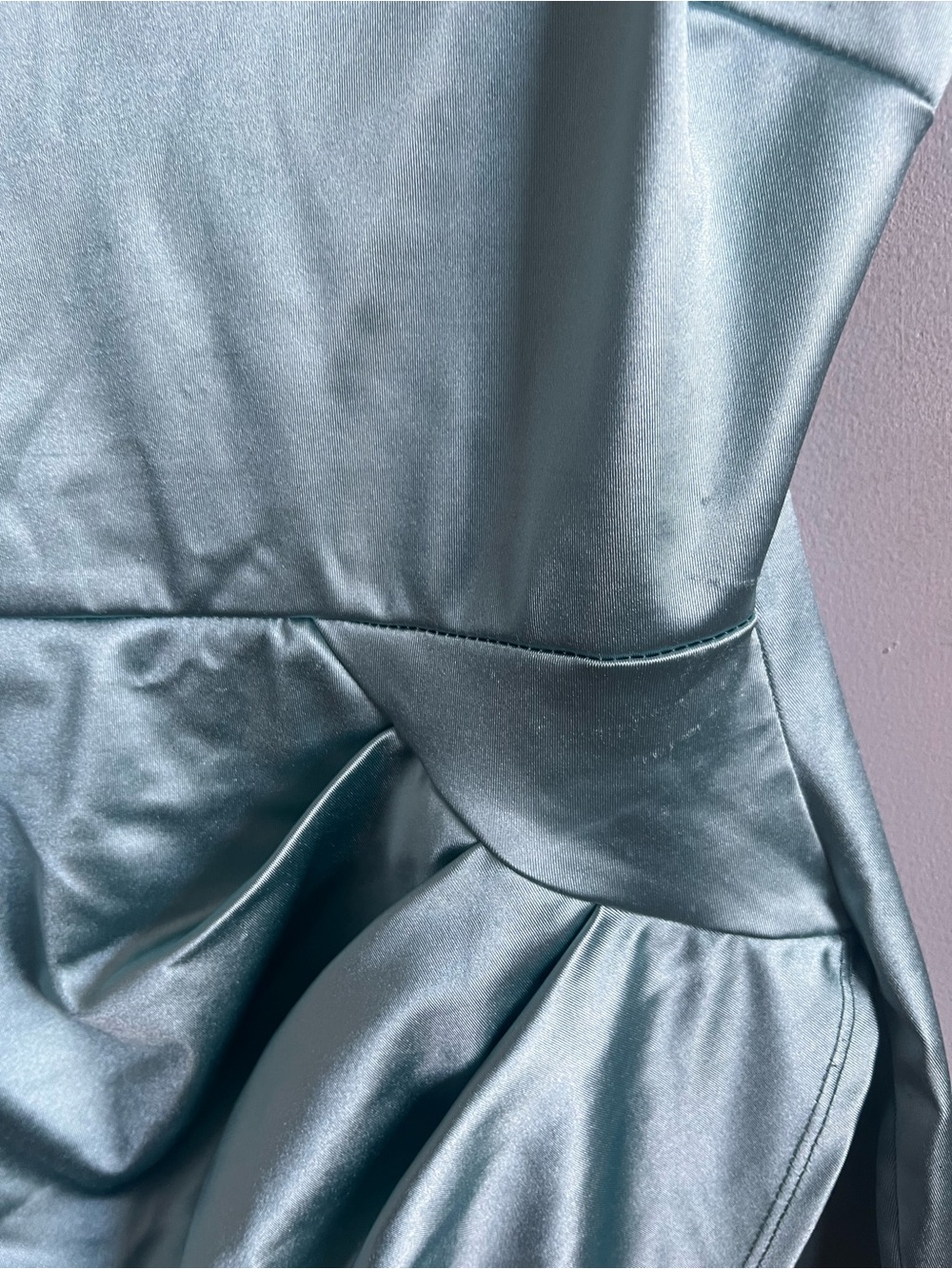 Windsor Satin Mini Dress in Aqua - Picture 5 of 8